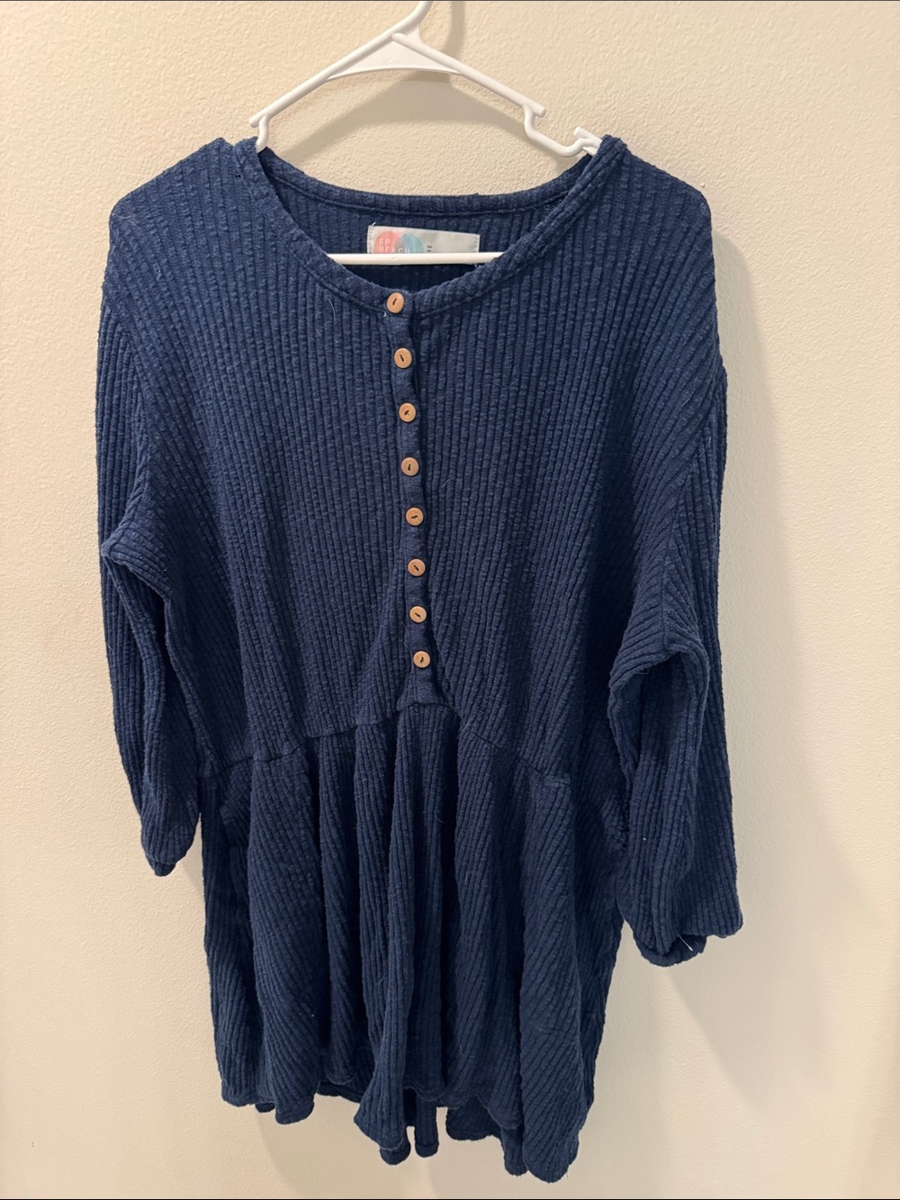Free people beach Navy Ribbed Button-Front dress